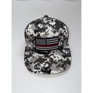 USA Flag Thin Red Line Patch Digital Camo Flexfit Hat